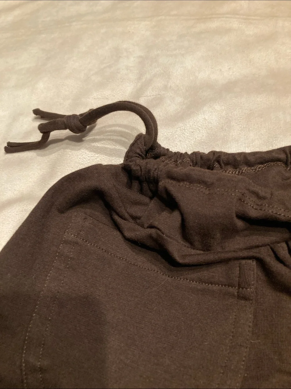 Lace-Trim Mini Skirt in Brown